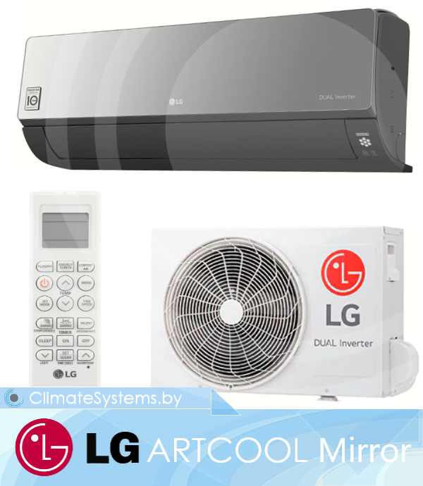 LG ARTCOOL MIRROR AC18BQ inverter. Встроенный Wi-Fi модуль. Ионизатор Plasmaster Ionizer Plus. Функция JetCool. изображение 1